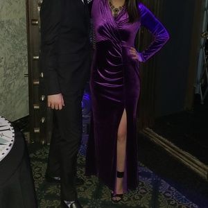 Purple velvet formal dress